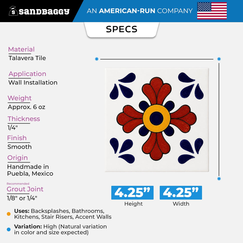 Daisy Floral Talavera Tile 