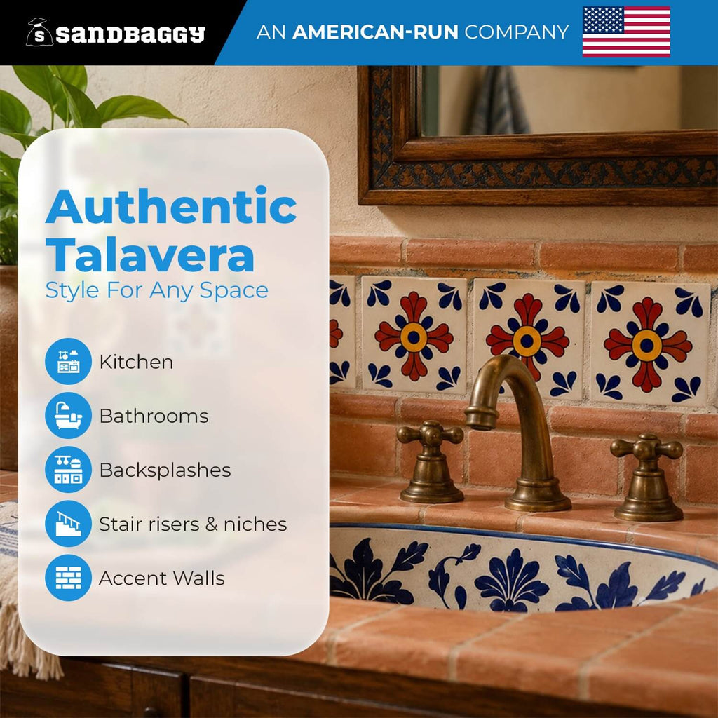 Daisy Floral Talavera Tile 