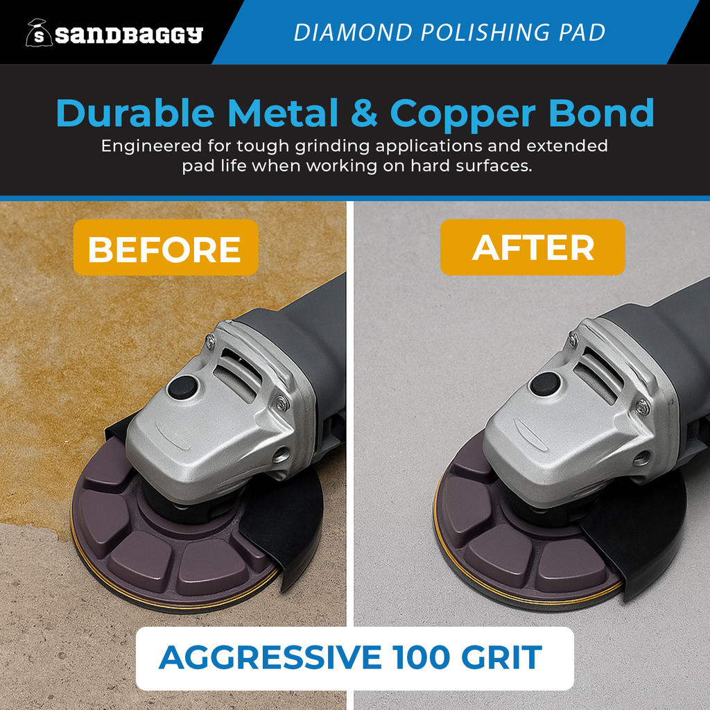 A photo created to show before and after from product use for grinding.