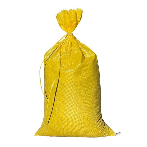 empty yellow sandbag