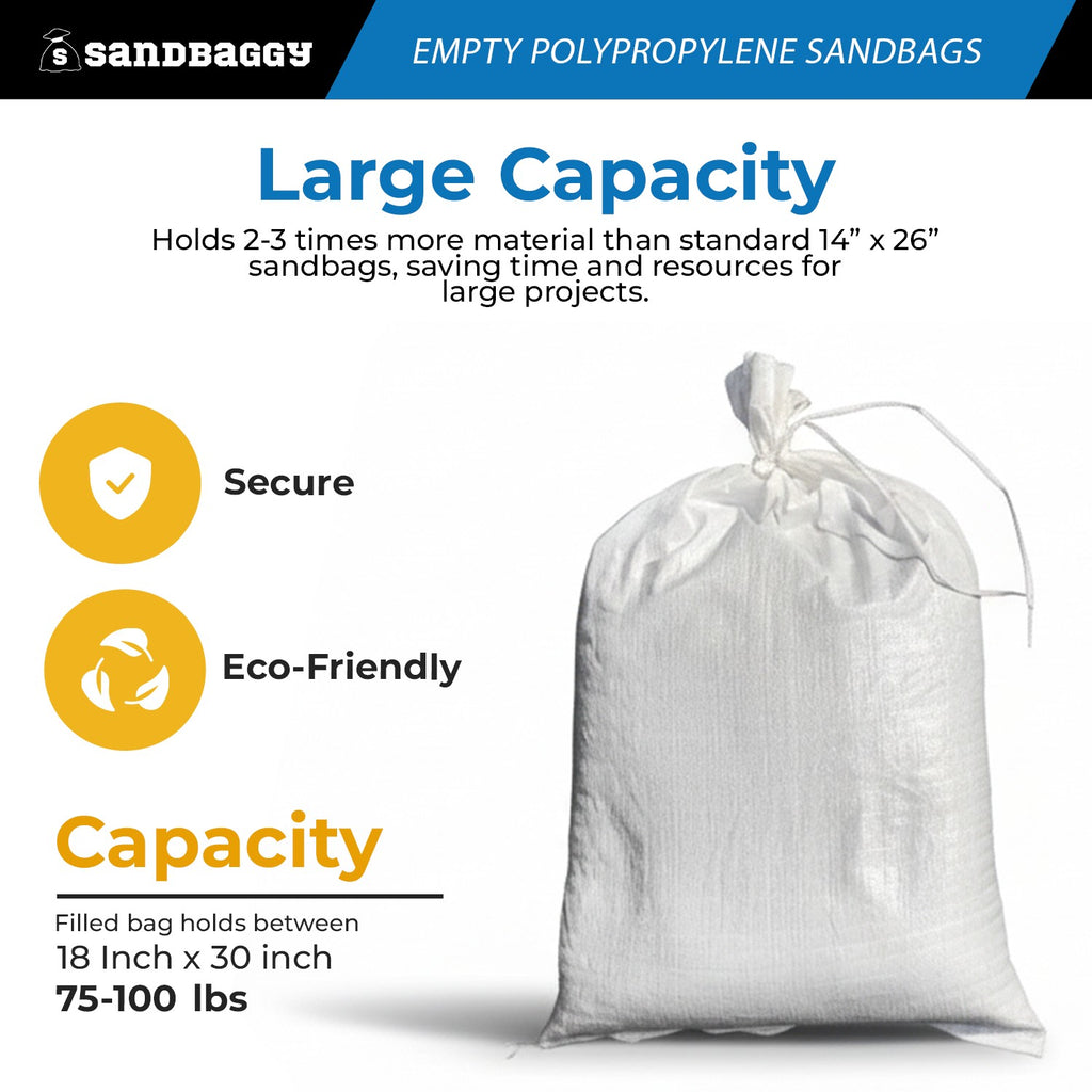Empty Polypropylene Sandbags - 18" x 30" (UV Resistant)