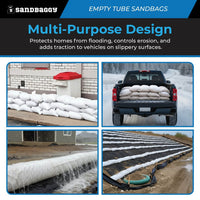 Empty Tube Sandbags, 12” x 38”  – Heavy Duty Erosion Control