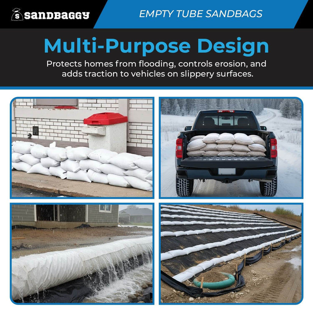 Empty Tube Sandbags, 12” x 38”  – Heavy Duty Erosion Control