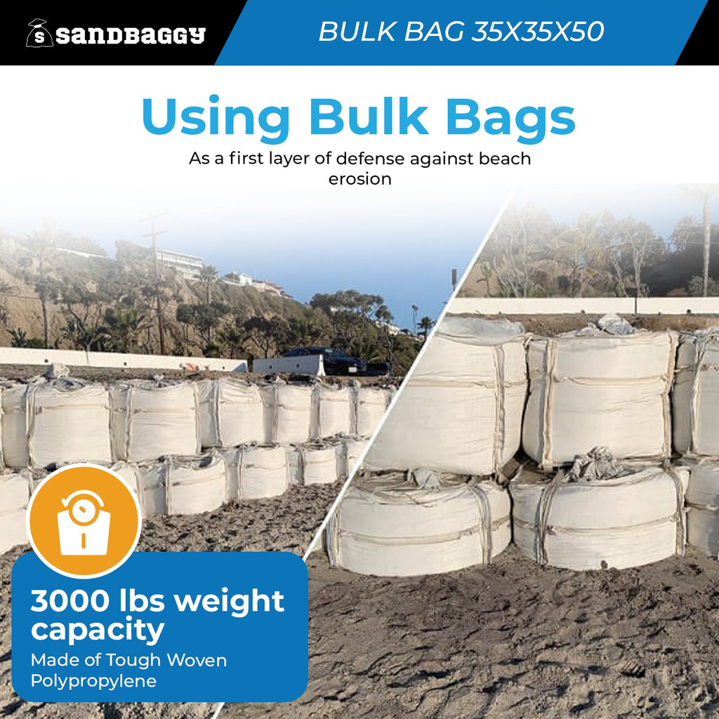 FIBC Bulk Bag – Duffle Top, Spout Bottom – 3000 lb Cap., Food Grade – 35" x 35" x 50" (45 cu ft)