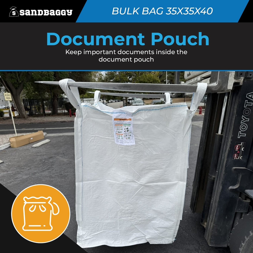 FIBC Bulk Bag – Duffle Top – 3,000 lb Cap., Food Grade – 35" x 35" x 40" (35 cu ft)