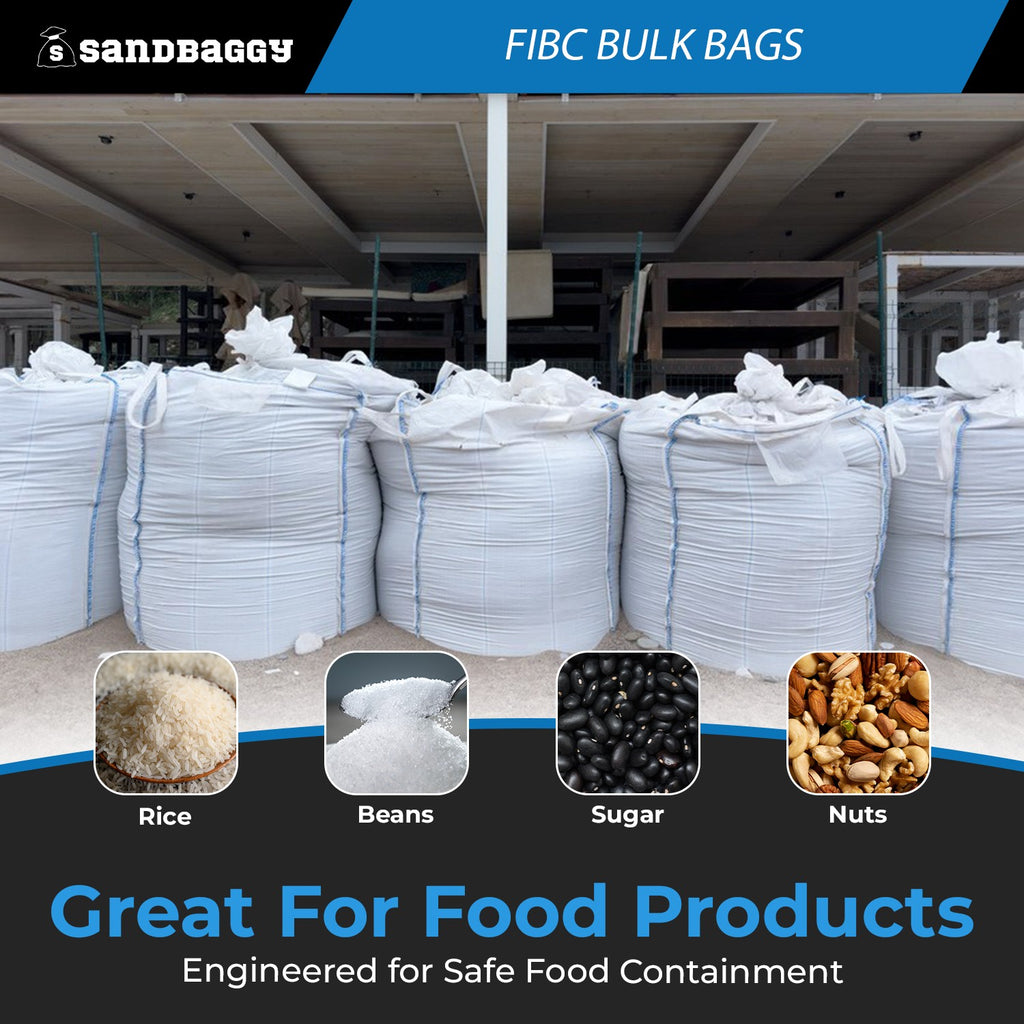 FIBC Bulk Bag – Duffle Top, Spout Bottom – 3000 lb Cap., Food Grade - 35" x 35" x 30" (25 Cu Ft )