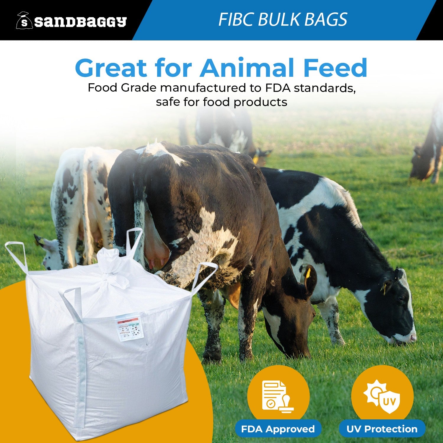 Sandbaggy 35x35x30 FIBC Bulk Bag – Super Sack, 3000 Lb Capacity