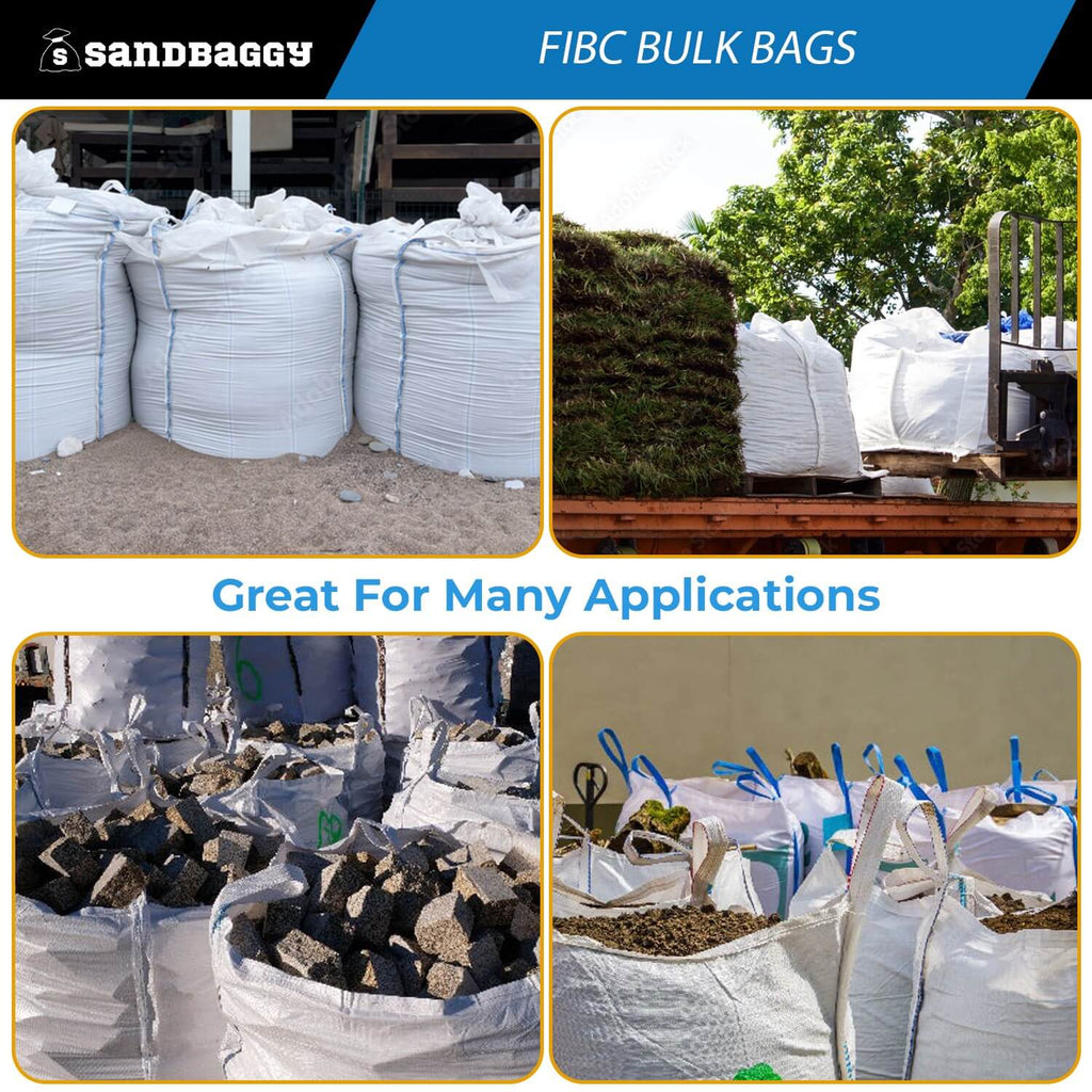 FIBC Bulk Bag – Duffle Top, Spout Bottom – 3000 lb Cap., Food Grade - 35" x 35" x 30" (25 Cu Ft )
