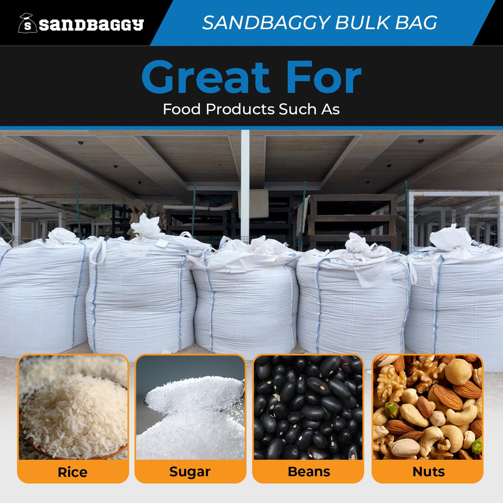 FIBC Bulk Bag – Duffle Top, Spout Bottom – 3000 lb Cap., Food Grade – 35" x 35" x 50" (45 cu ft)