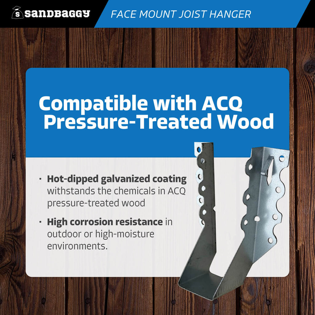 face mount joist hanger - acq pressutre treated lumber