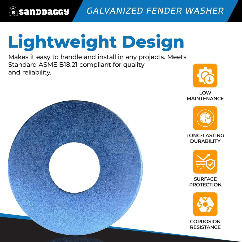 1/2” x 1-1/2” Galvanized Fender Washer (Zinc Plated)