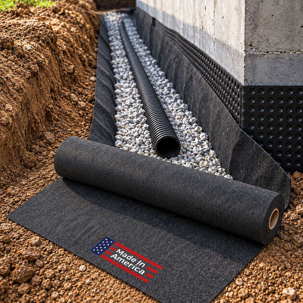 Footing Drain Filter Fabric | Non-Woven Geotextile for Foundation Drainage (4 oz) - USA Made