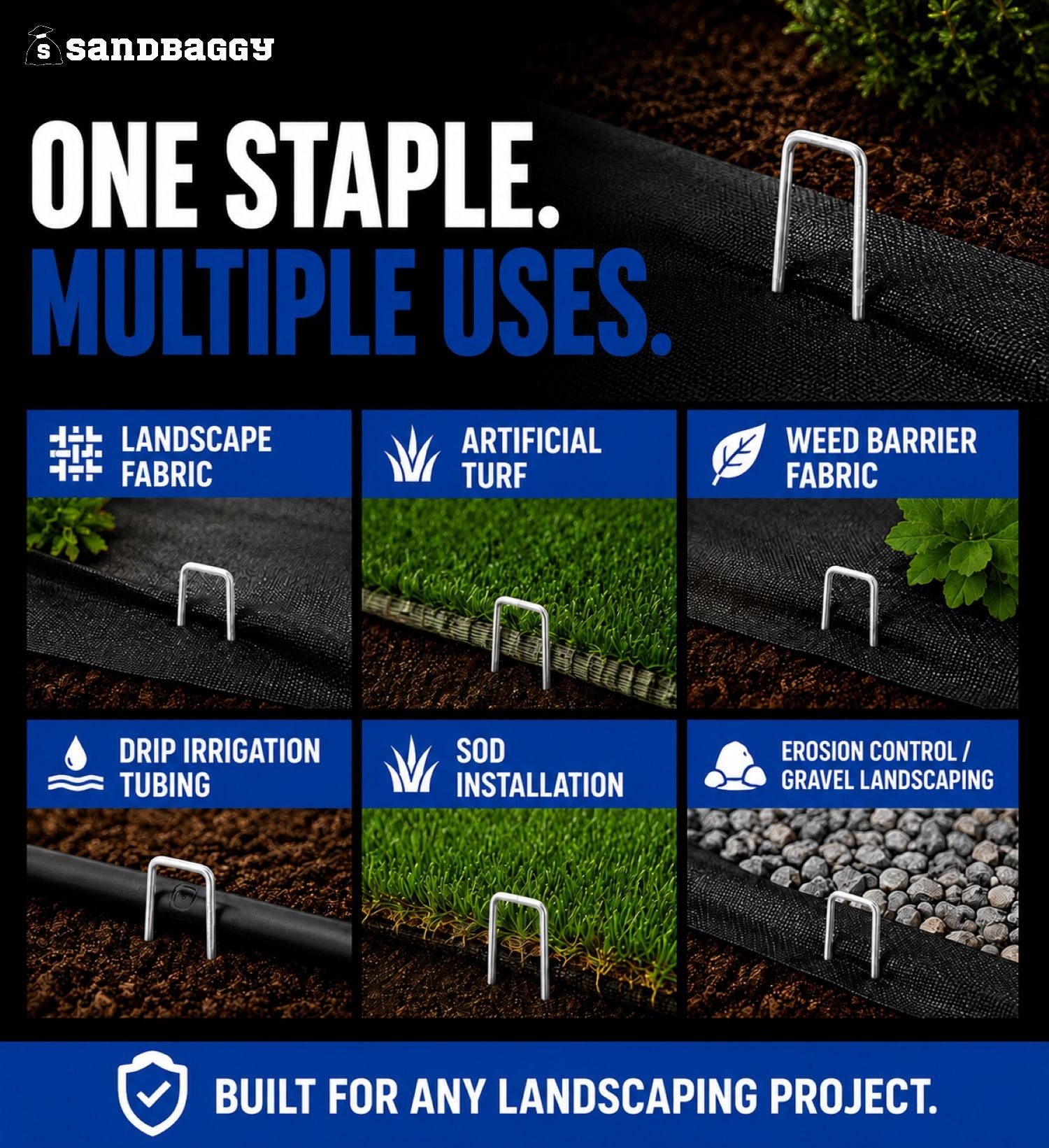 6 inch Landscape Staples - Garden & Sod Stakes – Sandbaggy