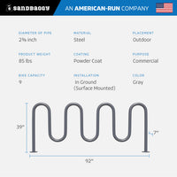 Gray 7 loop bike rack 
