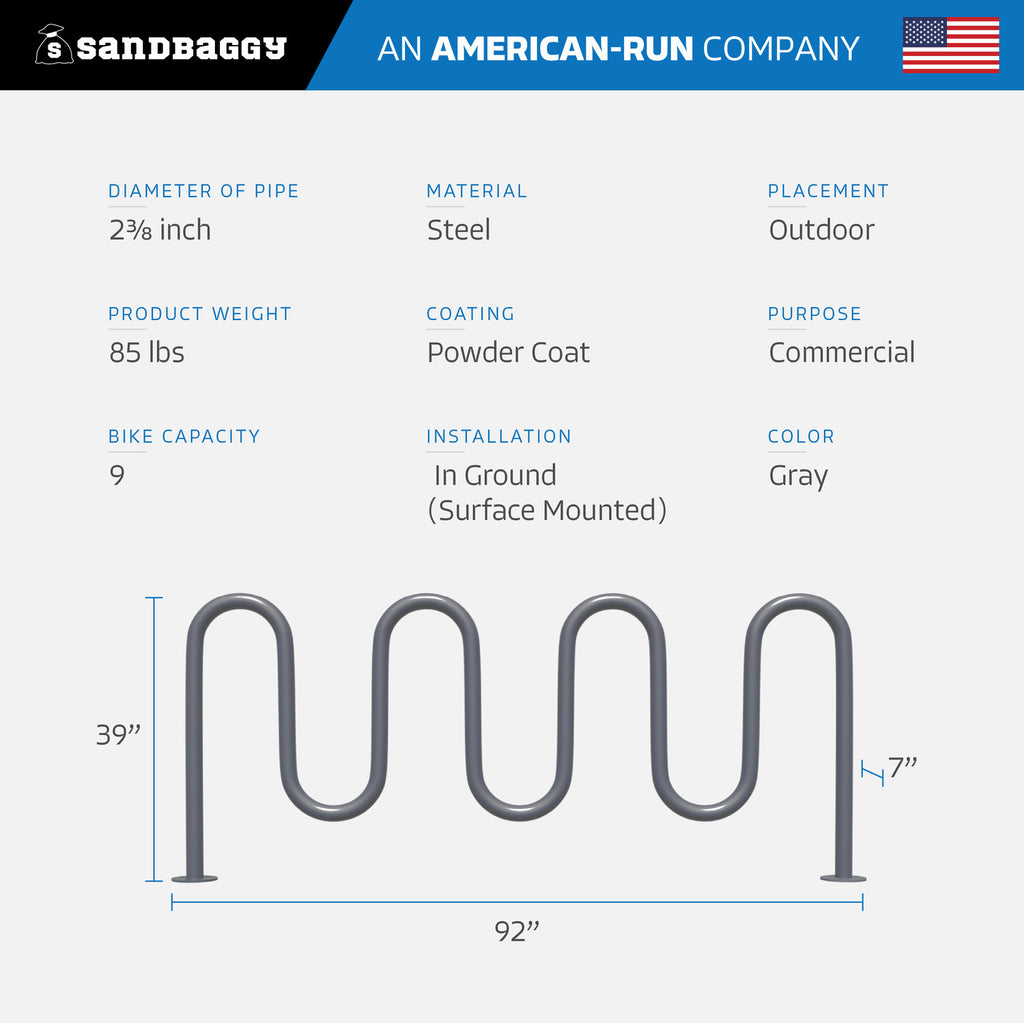 Gray 7 loop bike rack 