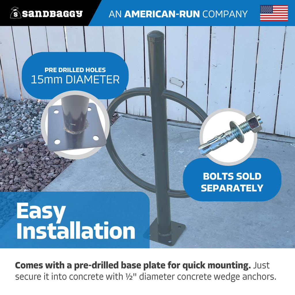 commercial post and ring bike rack - gray