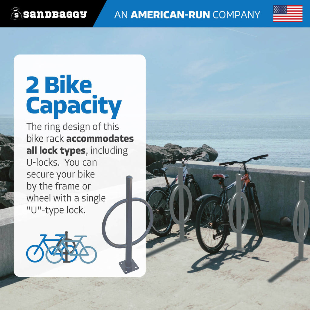 commercial post and ring bike rack - gray