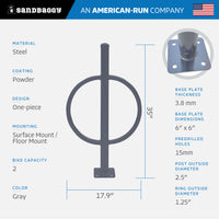 commercial post and ring bike rack - gray