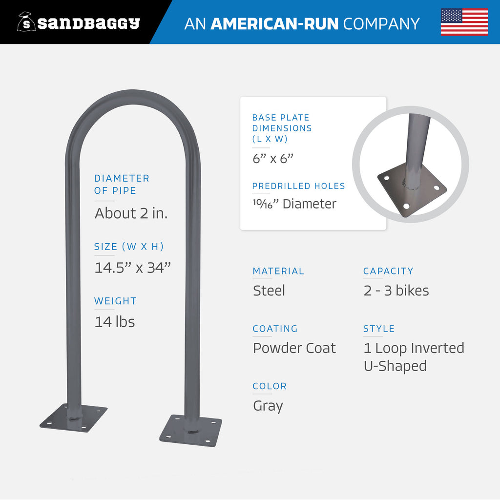outdoor u shaped bike rack - gray