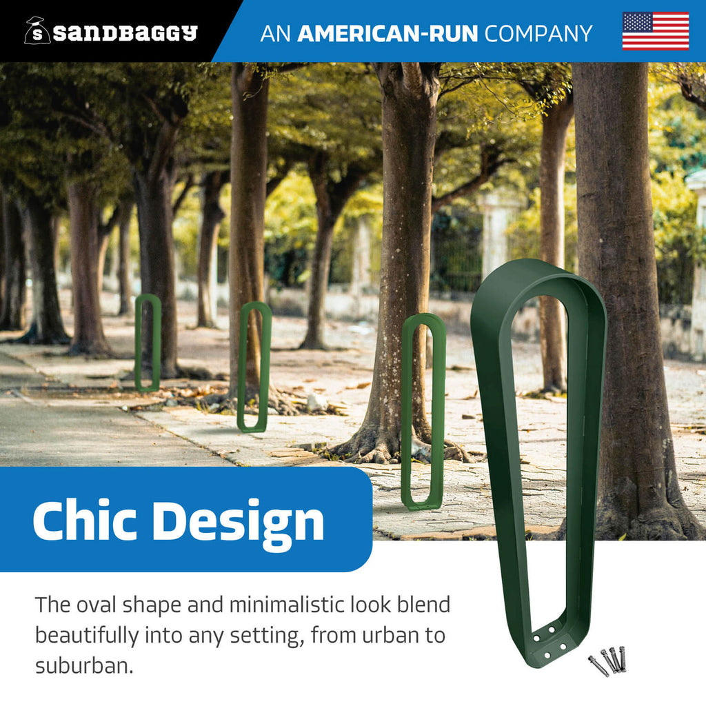 modern commercial oval bike rack  - GREEN