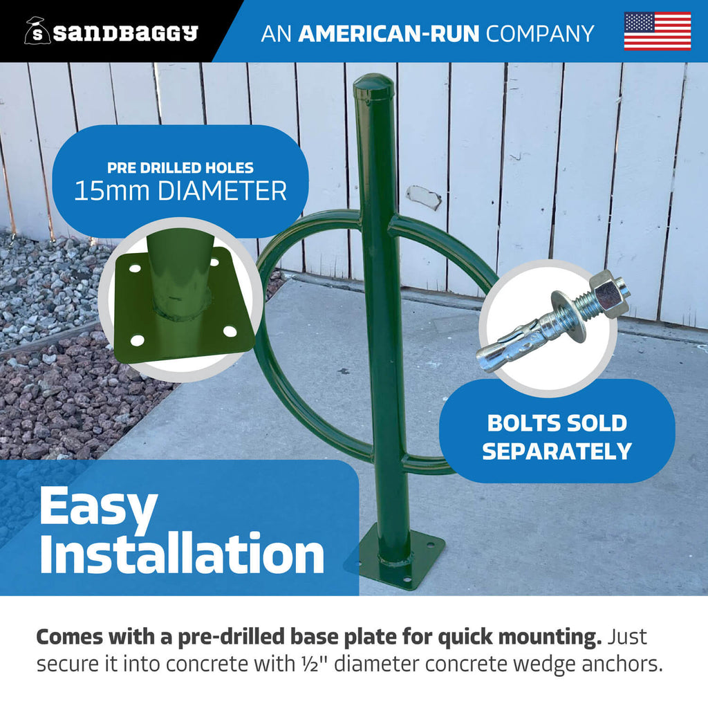 commercial post and ring bike rack - green