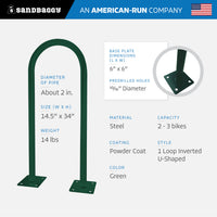 outdoor u shaped bike rack - green