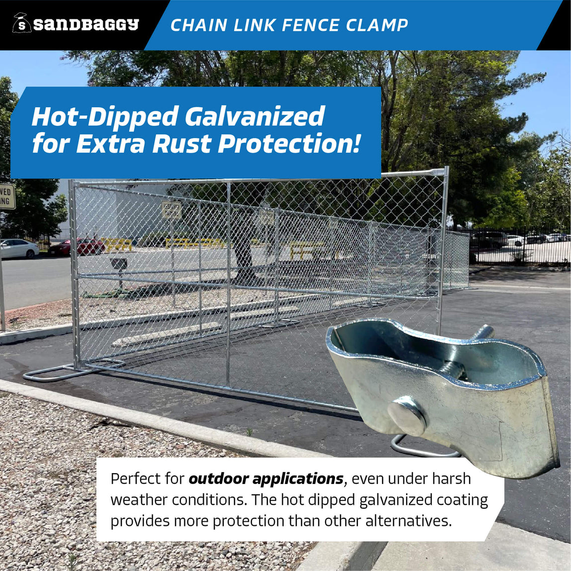 Galvanized Chain Link Fence Connector Brackets - Kennel Clamp – Sandbaggy