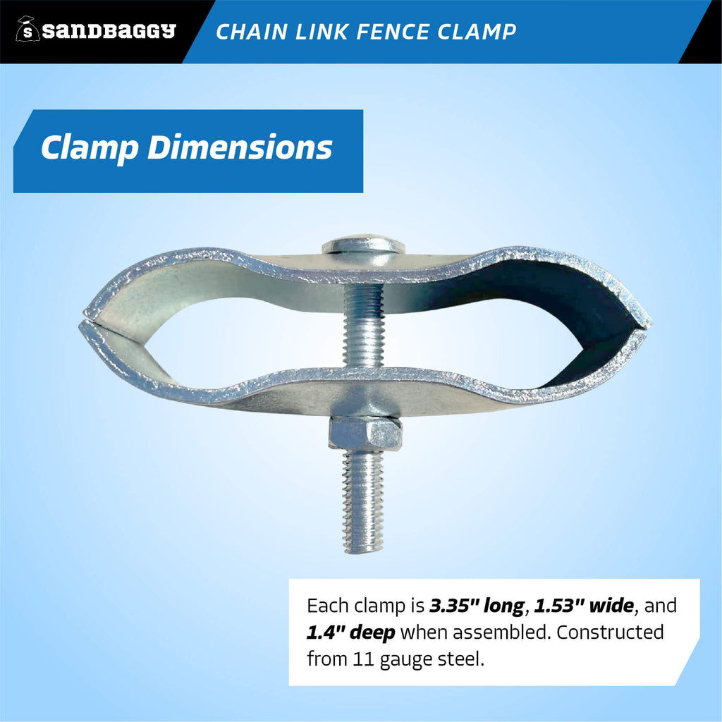 3.35" L x 1.53" W chain link fence connectors - 11 gauge steel