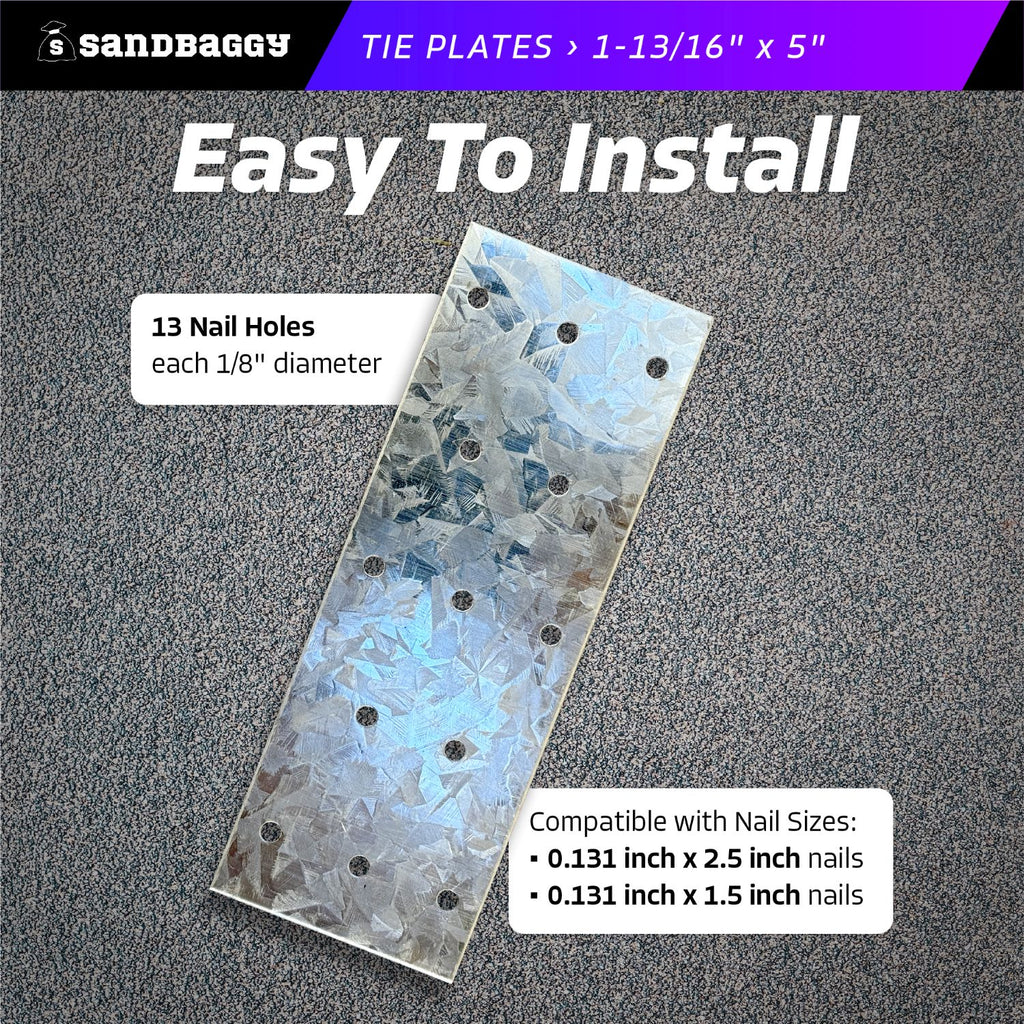 easy to install 1.81" x 5" tie plates  with 13 nail holes