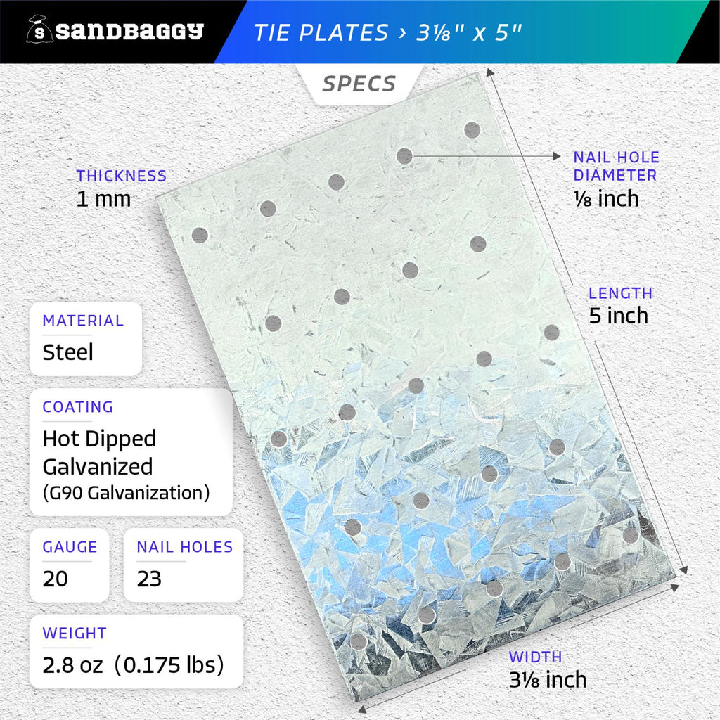 Tie Plate - 3-1/8" x 5" specifications