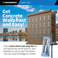 10" x 1 ⅝" Standard Snap Ties For Concrete Forms - 1" Cupped Loose Washer