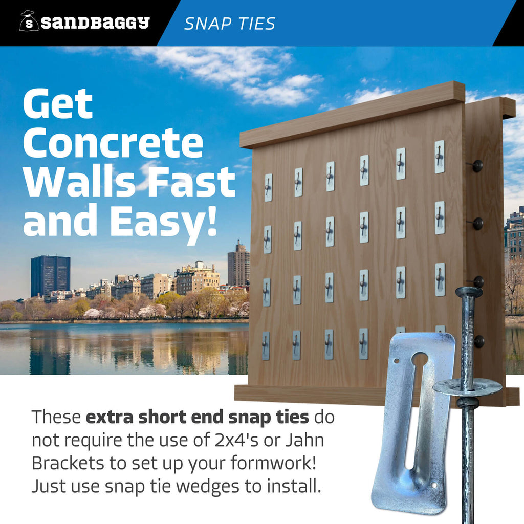 6" x 1 ⅝" Standard Snap Ties For Concrete Forms - 1" Cupped Loose Washer
