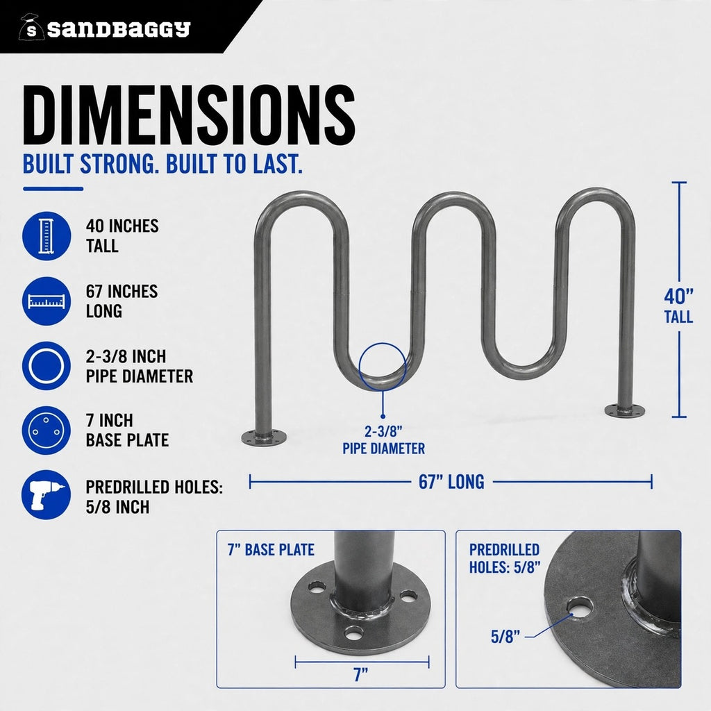 Gray 5 loop bike rack - 7 capacity 