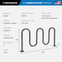 Gray 5 loop bike rack - 7 capacity 