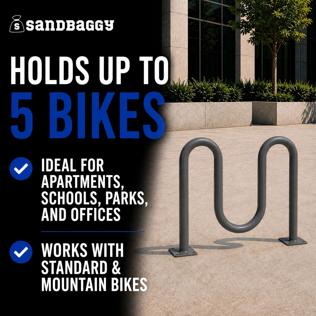 Gray Dual Loop Bike Rack - 5 Capacity  