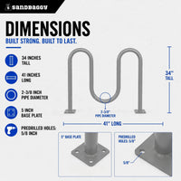 Gray Dual Loop Bike Rack - 5 Capacity 