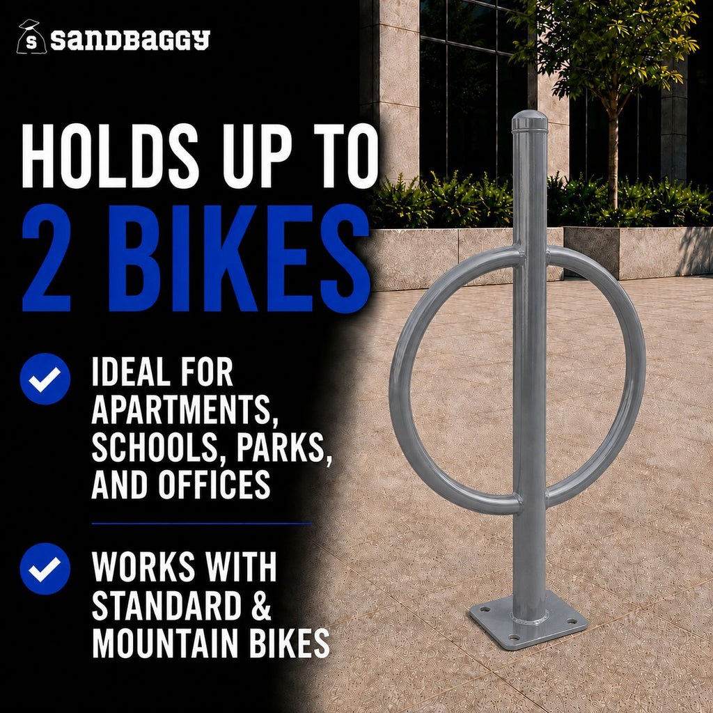 commercial post and ring bike rack - gray