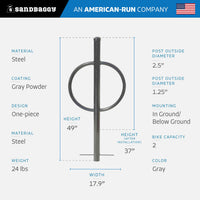 in ground post and ring bike rack - GRAY