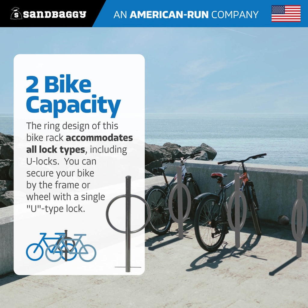 in ground post and ring bike rack - GRAY