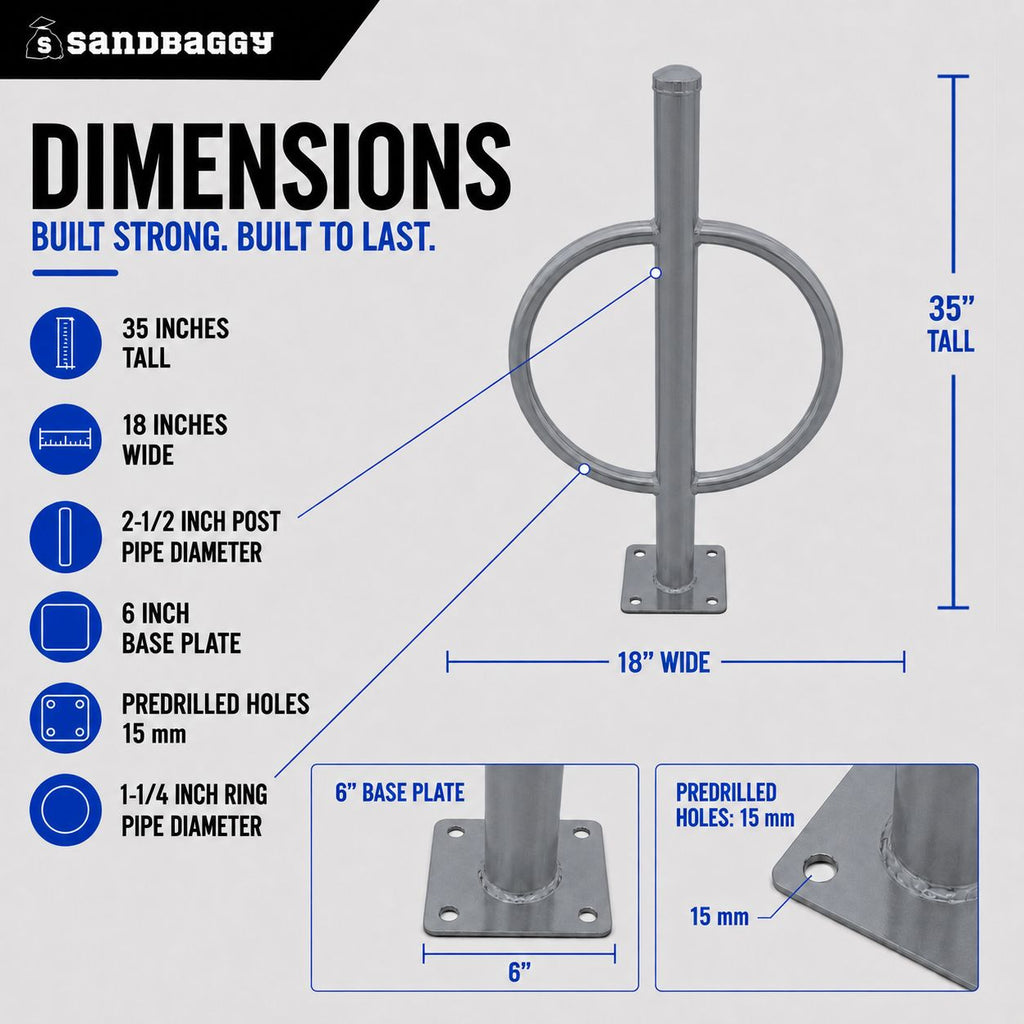 commercial post and ring bike rack - gray