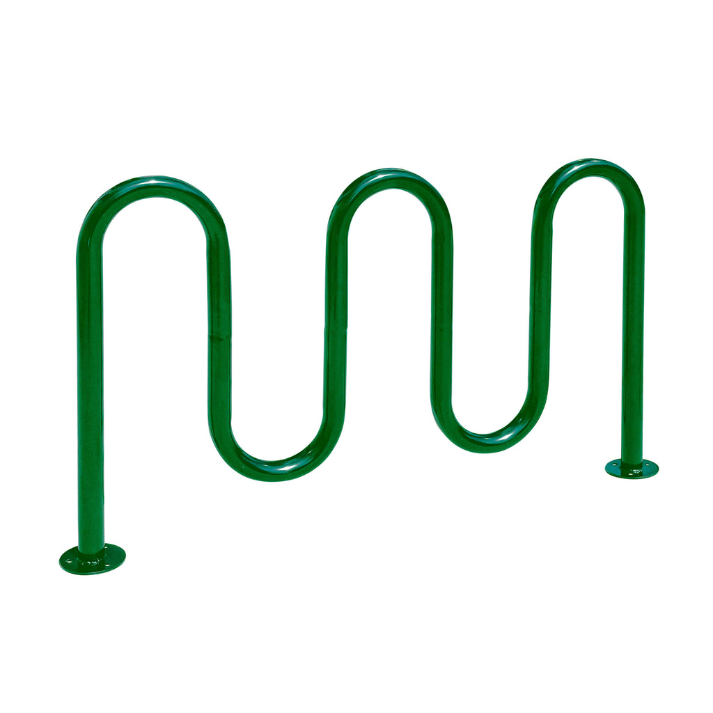 Commercial Green 5-Loop Wave Bike Rack - 7 Bike Capacity