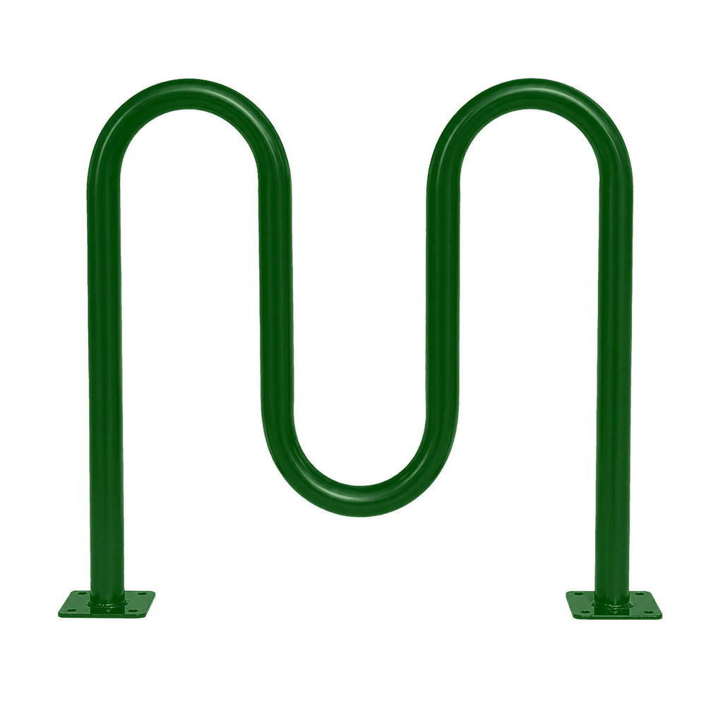 Green Dual Loop Bike Rack - 5 Capacity 