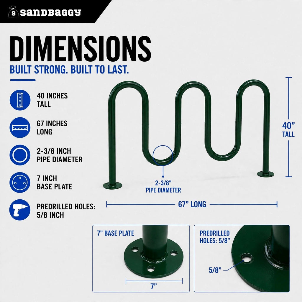 Green 5 loop bike rack - 7 capacity 
