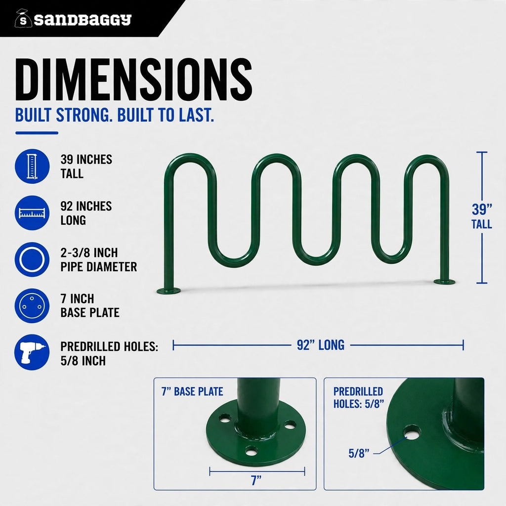 9 bike wave rack - GREEN