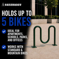 Green Dual Loop Bike Rack - 5 Capacity 