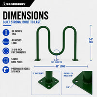 Green Dual Loop Bike Rack - 5 Capacity 