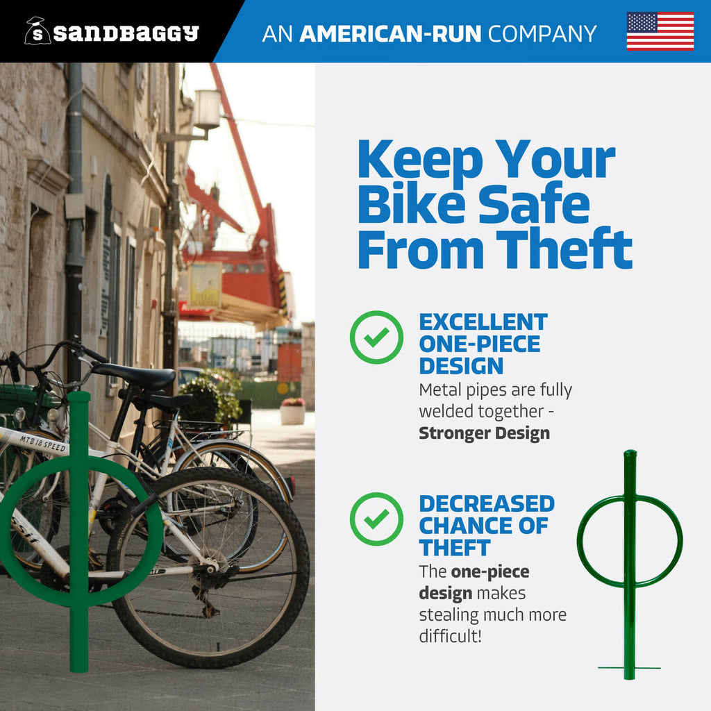 in ground post and ring bike rack - green
