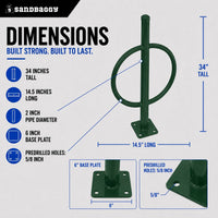 commercial post and ring bike rack - green - specs