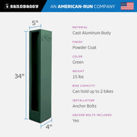 Green Rectangle Modern Bike Rack Specs