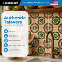 Floral Green Rosette Talavera Tile